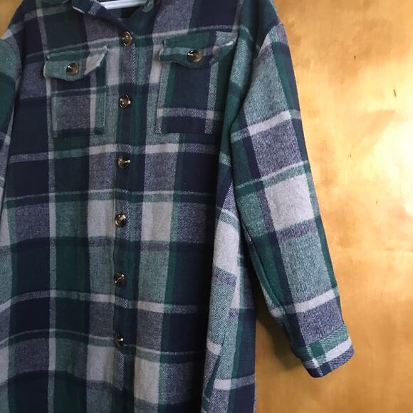 Shein Women's Flannel Button Up 3/4 Sleeve Dress/Long Shirt Size XL - Picture 3 of 9